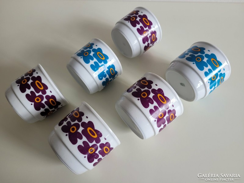 Old Zsolnay porcelain mug set of 6 retro floral tea cups