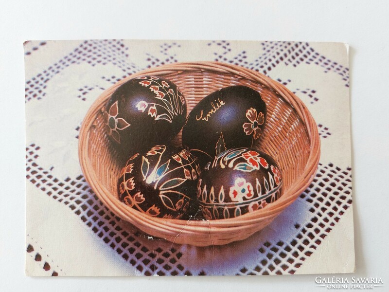Retro Easter postcard male egg photo postcard