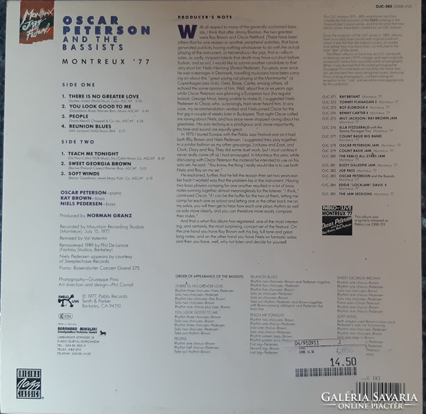 Oscar Peterson and the bassists jazz lp vinyl record vinyl
