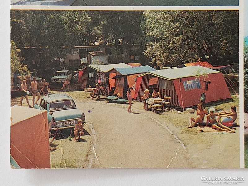Retro postcard photo postcard Balaton camping