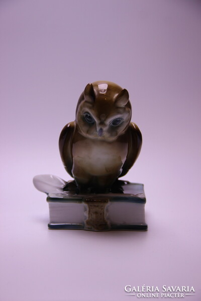 Zsolnay porcelain book owl, flawless, marked