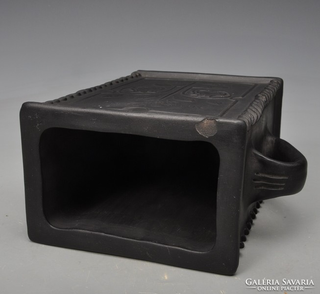 Candle dipper - black ceramic, 22 cm high, heavy piece.