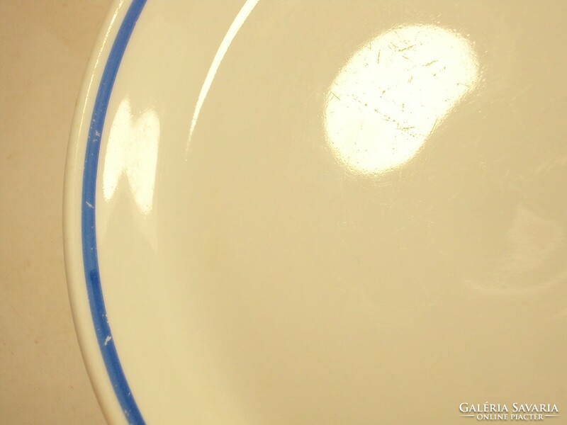 Retro Zsolnay Pécs porcelán süteményes tányér kék szegélyes üzemi konyha étkezde