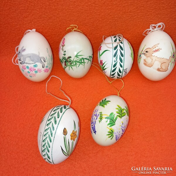 6db kézzel festett tojás, húsvéti tojás dekoráció.