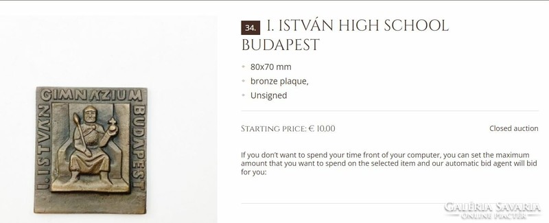 I. István Gimnázium Budapest, gipsz plakett, gipszpozitív