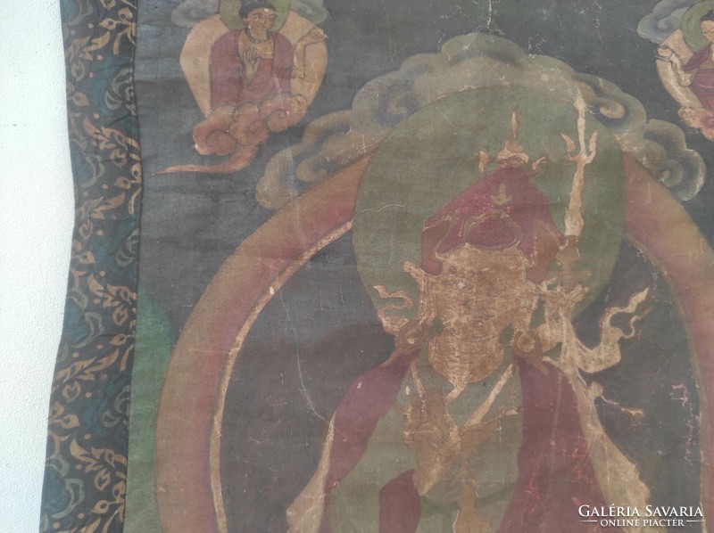 Antik thanka thangka keretben Buddha buddhista kép kopottas 715 6884