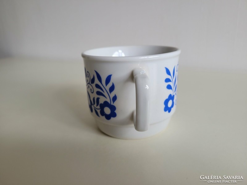 Régi Zsolnay porcelán bögre kék virágmintás retro teás csésze