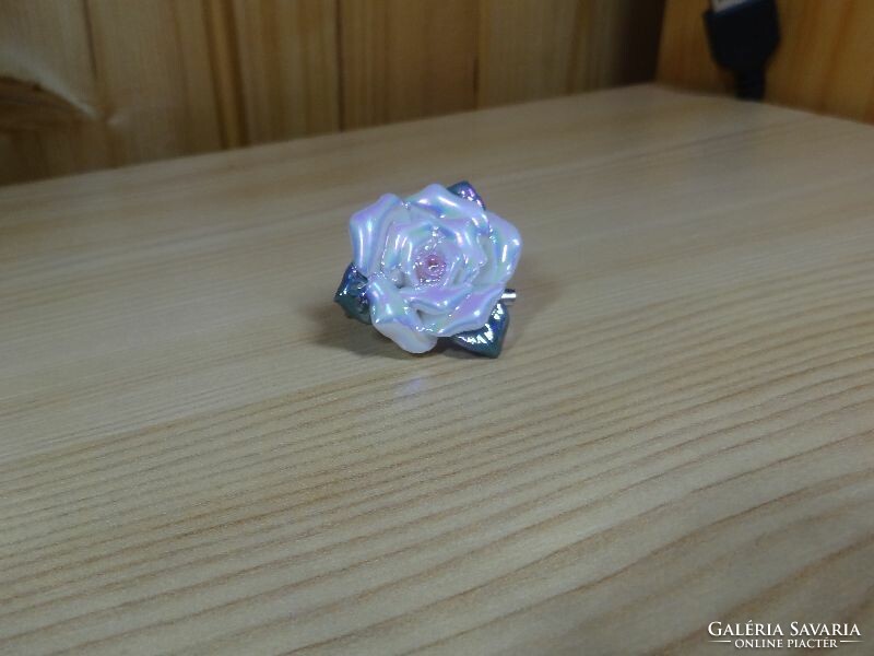 Real porcelain brooch rose, handmade, very beautiful.