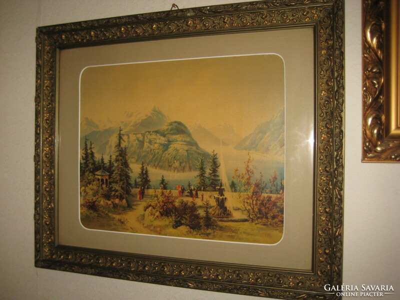 Alpine landscape, probably a quality print in a nice frame in good condition