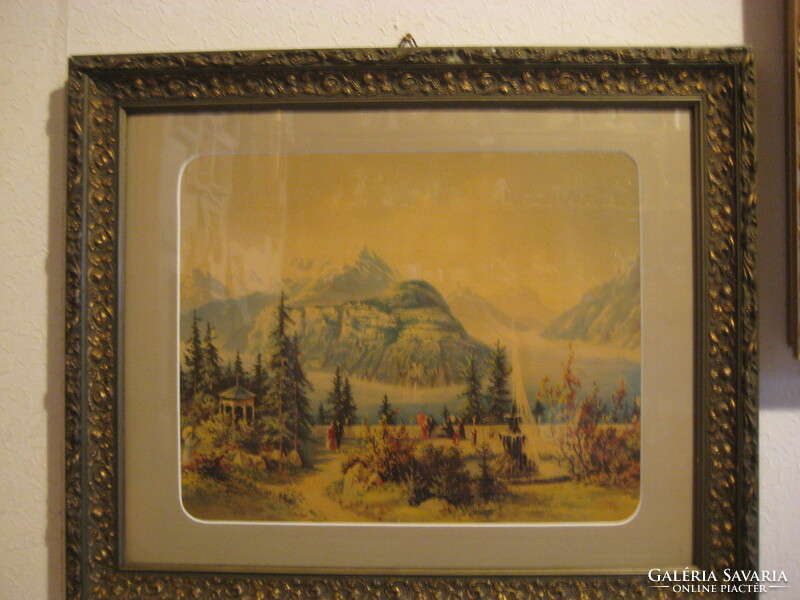 Alpine landscape, probably a quality print in a nice frame in good condition