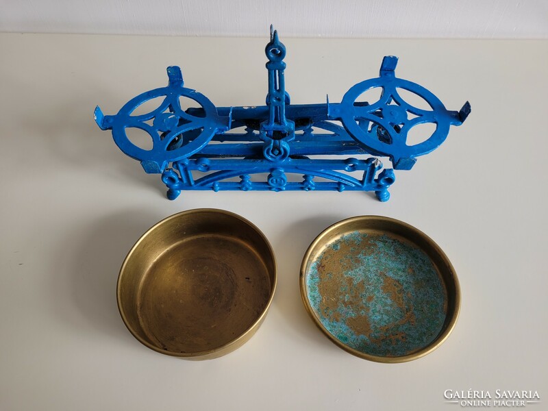 Old antique small size copper pan kitchen household blue cast iron scale vintage decoration