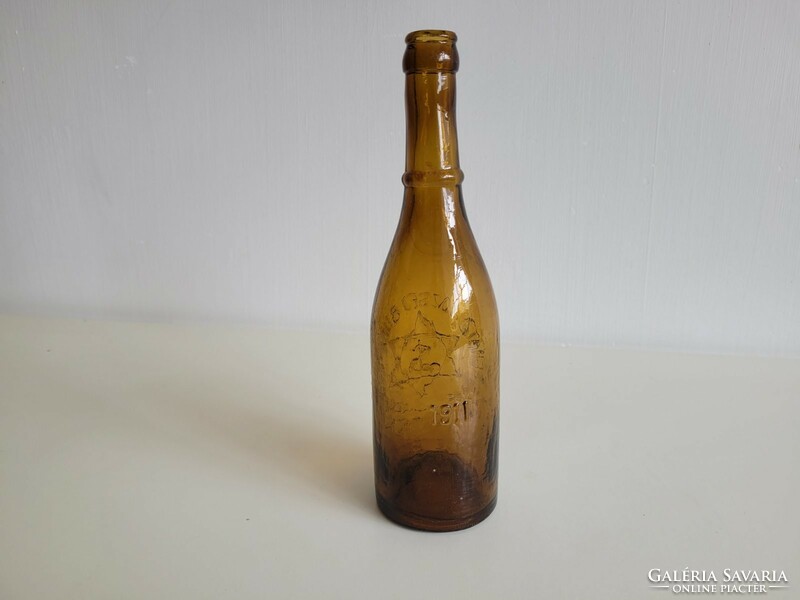 Régi 1911 es sörösüveg Schätz József Budapest Dávid csillagos barna sörös palack