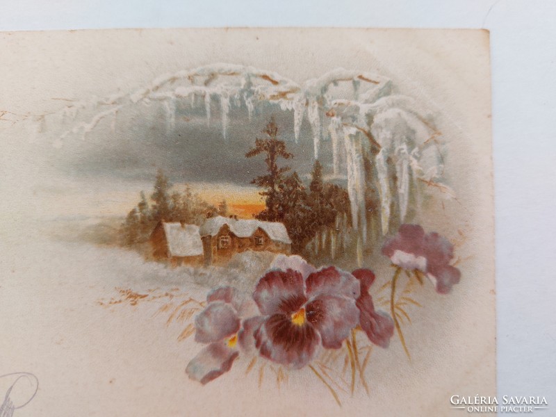 Old postcard 1899 postcard landscape pansy