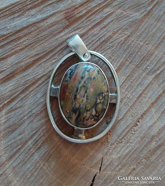 Mexican silver jasper stone pendant