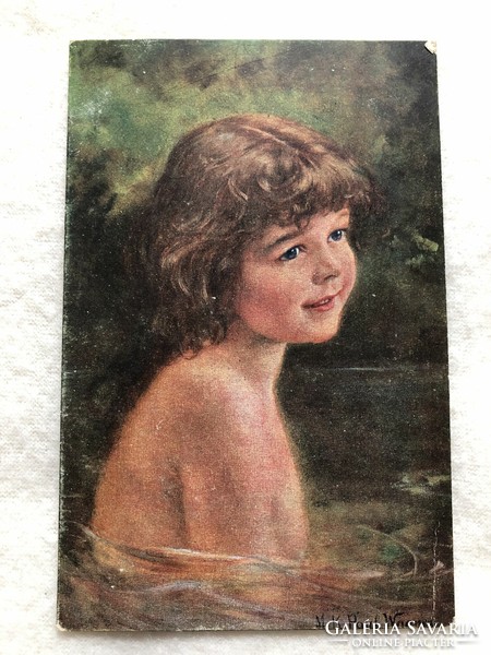 Antique, old postcard - post clean -5.