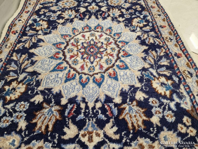 Iranian silk contour nain hand-knotted 77x380 wool Persian running rug bfz_310