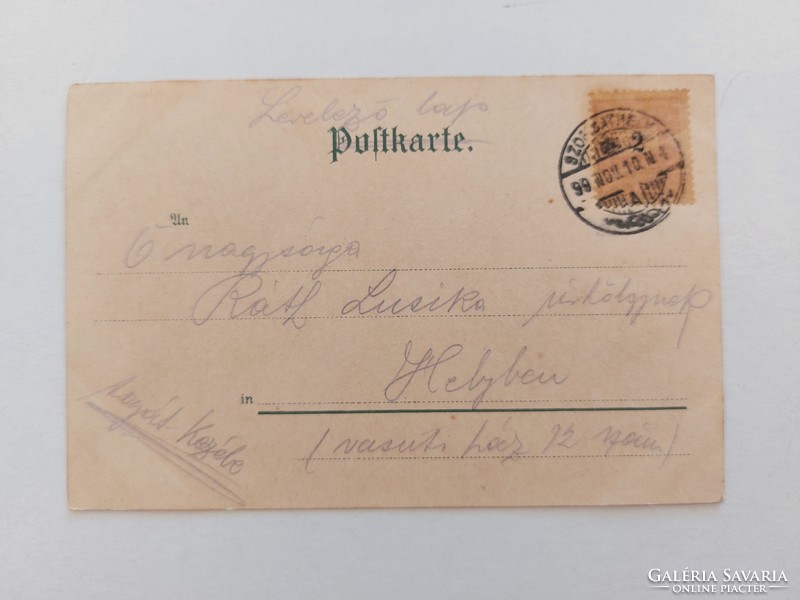Régi képeslap 1899 levelezőlap tájkép árvácska