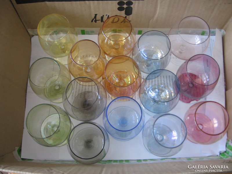 Mixed colored cognac stemmed glasses