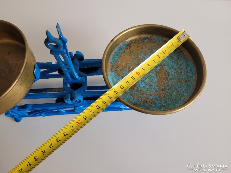 Old antique small size copper pan kitchen household blue cast iron scale vintage decoration