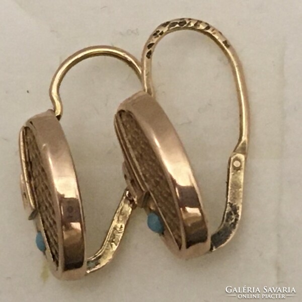 Biedermeier gold earrings turquoise imitation antique xix. /Xx. S.
