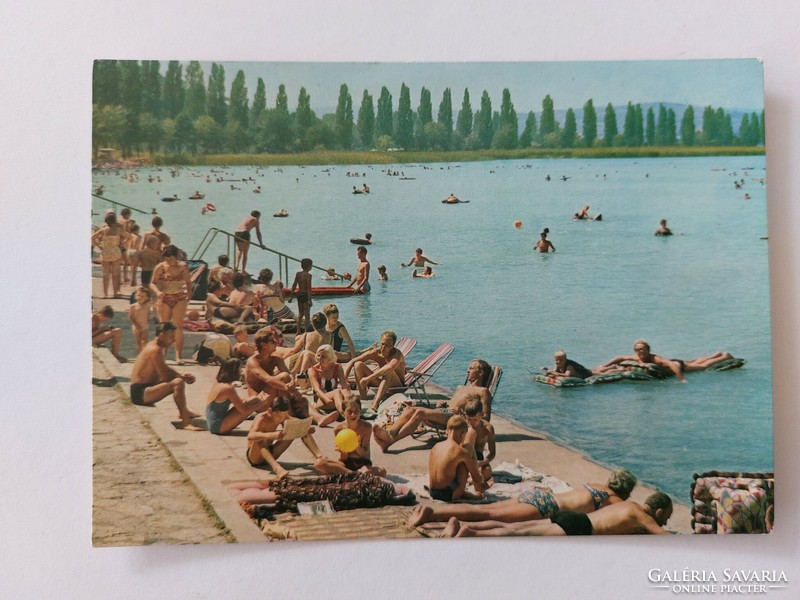 Retro képeslap fotó levelezőlap Balaton strand