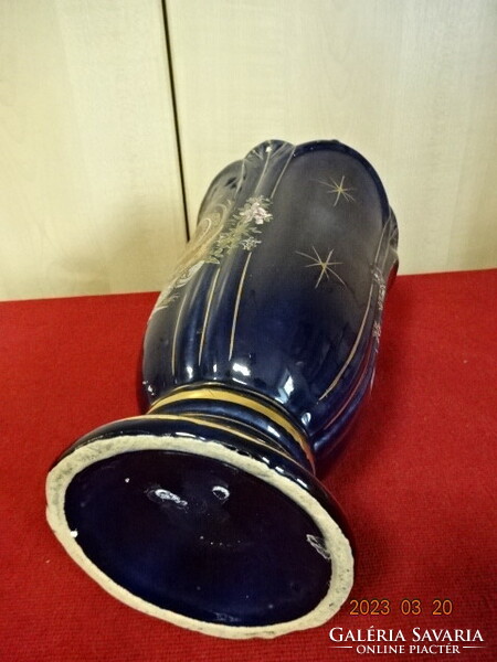 Kobalt kék német porcelán váza, aranyfácán festéssel. Jókai.