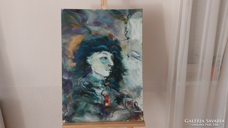 (K) great abstract surrealist portrait painting 50x70 cm