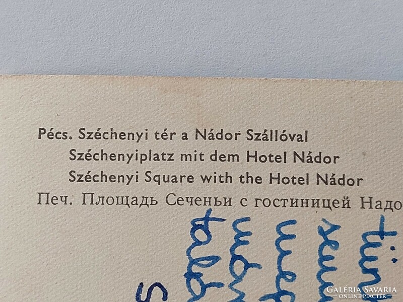 Retro képeslap 1966 fotó levelezőlap Pécs Széchenyi tér Nádor Szálló