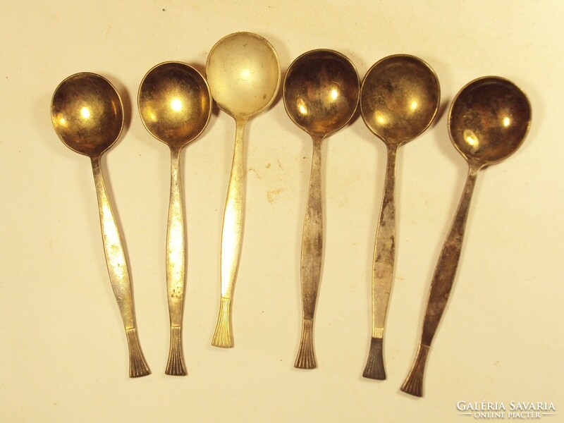 Antique marked silver-plated alpaca spoon small spoon with Cyrillic letters Ukrainian or Russian 6 pcs