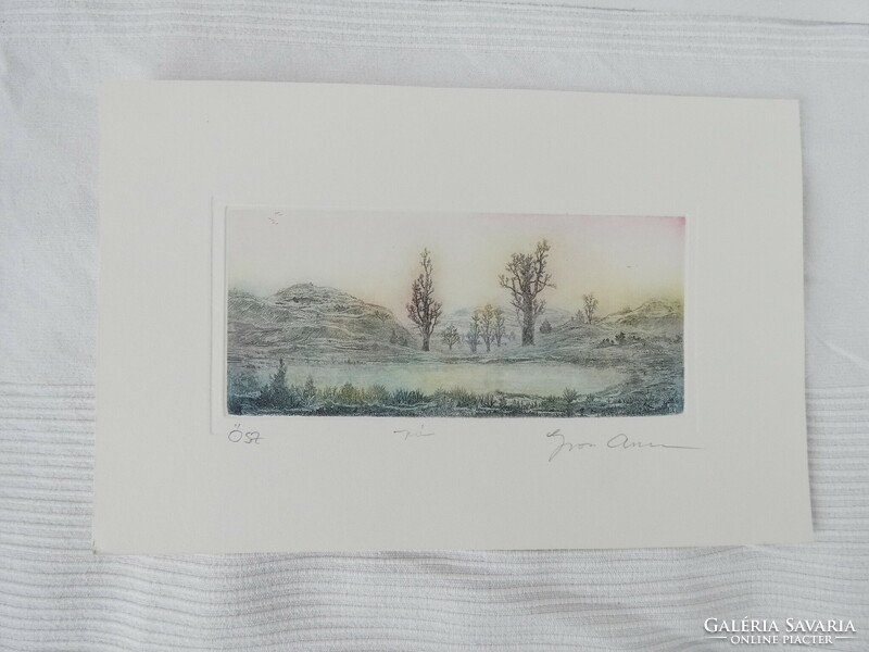 Gross arnold (1929-2015): autumn - etching/paper, 10.5 Cm x 22.5 Cm, ref.: Gross arnold original!!!