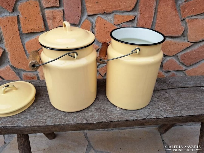 Gyönyörű 3 literes ritkább színű tejeskannák kanna zománcos zománcozott hagyaték régiség nosztalgia