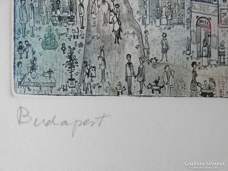 Gross arnold (1929-2015): Budapest - etching/paper, 16.5 cm x 26 cm, ref.: Gross arnold original!!!