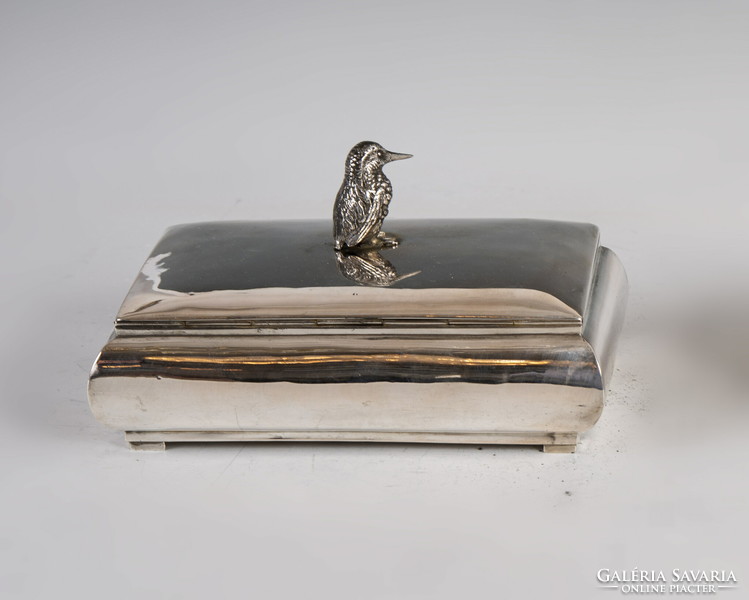 Silver wooden box with kingfisher figure