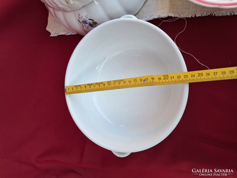 Porcelán pogácsástál levesestál pörköltes  tál  23 cm átmérőjű  2 fülű komatál paraszttál