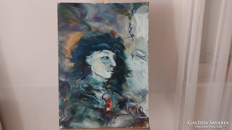 (K) great abstract surrealist portrait painting 50x70 cm