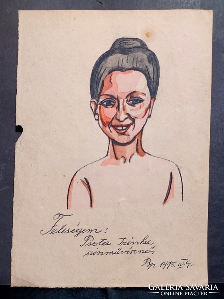 Portrait of actress Irén Psota (21x15 cm)