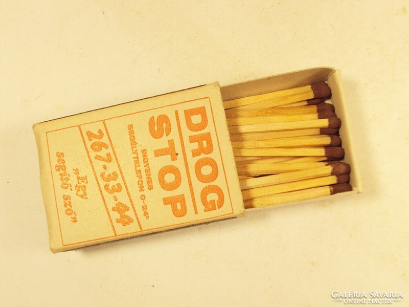 Retro advertising match matchbox - drug stop matáv dunaholding advertisement - from the 1980s