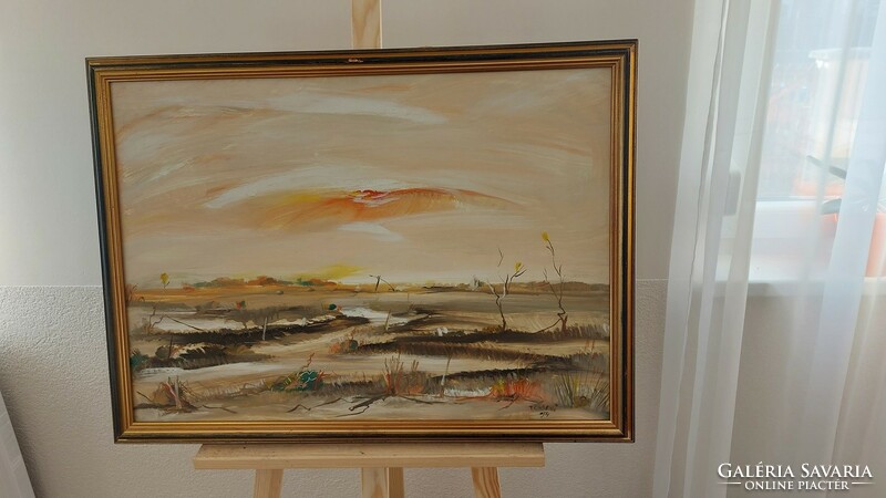 (K) beautiful signed landscape painting, with a mere 76x57 cm frame