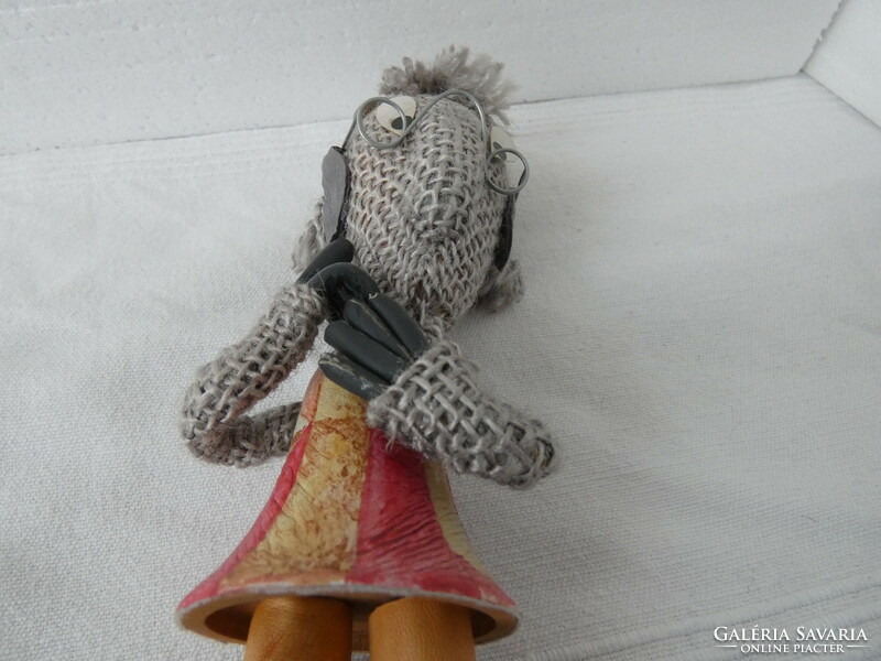 Foky otto puppet - mekk elek, the handyman 23cm - textile-leather needlework -