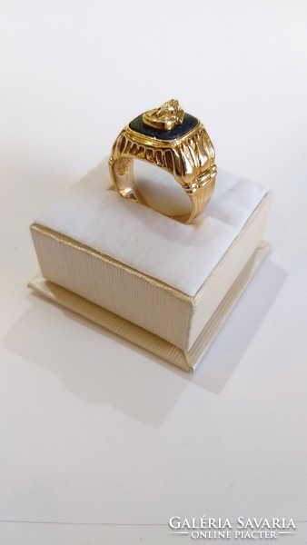 14 carat pharaoh men's signet ring 13.38g. Excellent condition! (No.: 18)