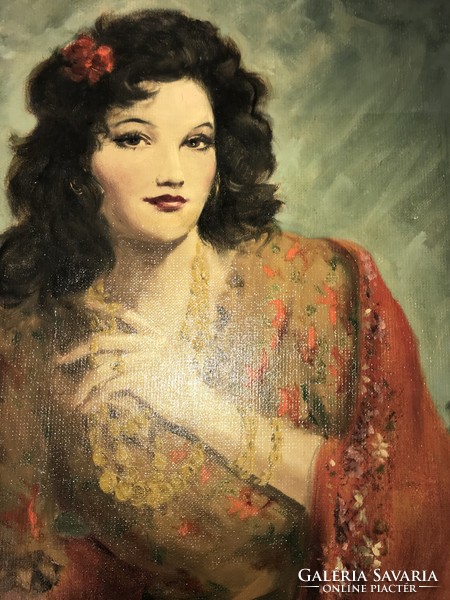 Carmen oil with illegible signature, canvas 80x60 cm