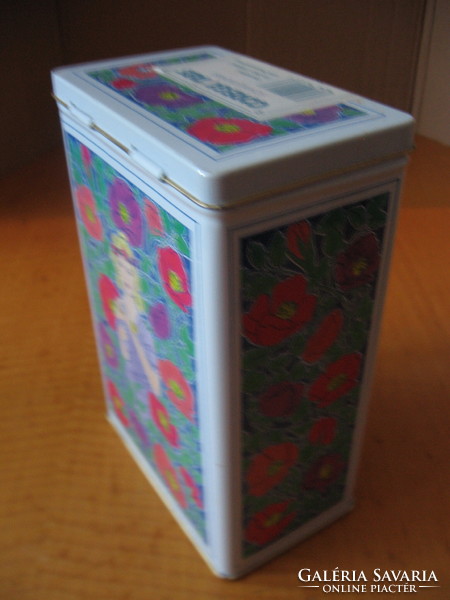 Retro corega metal box with art nouveau pattern.