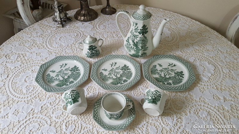 Willow ironstone, English faience tea and coffee set