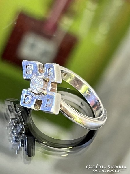 Special, unique, solid silver ring with zirconia stones