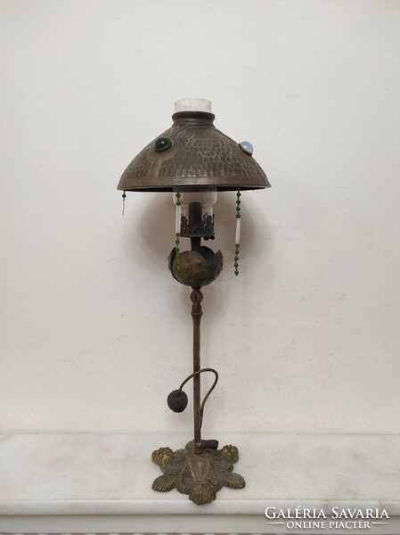 Antik szecessziós jugendstil asztali gáz lámpa muzeális ritkaság pipacs motívum 733 6640