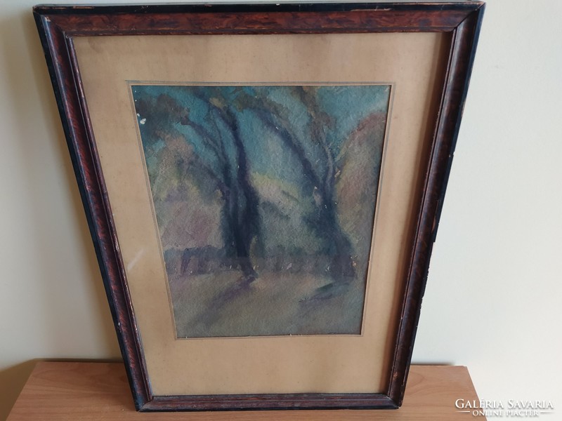 (K) painting by István Oláh Senye, watercolor 37x54 cm with frame