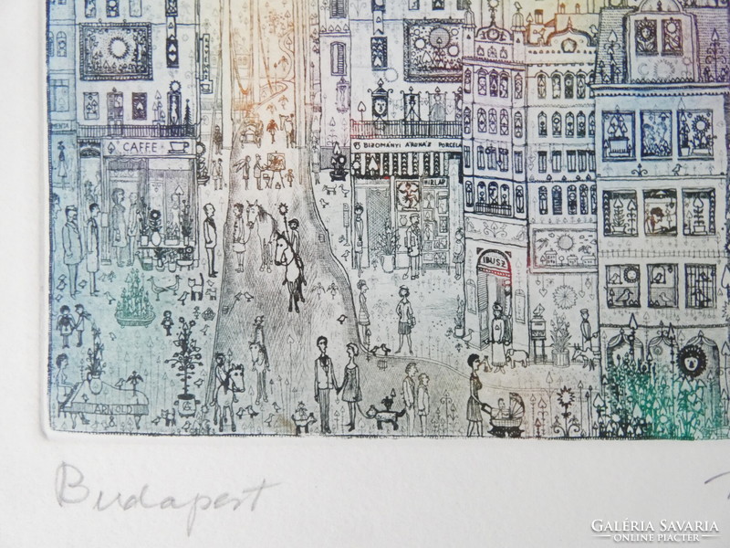 Gross arnold (1929-2015): Budapest - etching/paper, 16.5 cm x 26 cm, ref.: Gross arnold original!!!