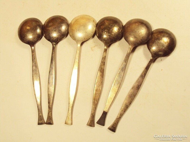 Antique marked silver-plated alpaca spoon small spoon with Cyrillic letters Ukrainian or Russian 6 pcs
