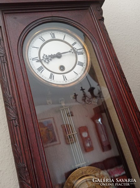 Pewter wall pendulum clock