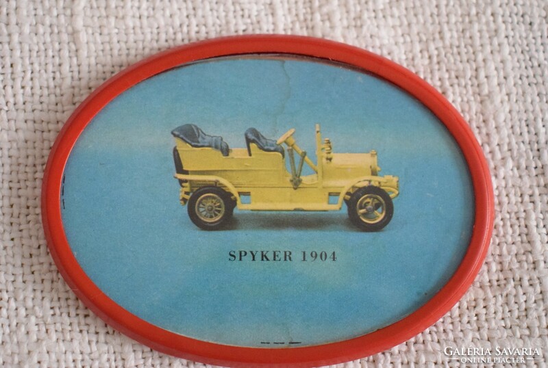 Retro autos pocket mirror bazaar goods, spyker 1904, 10 x 7 cm